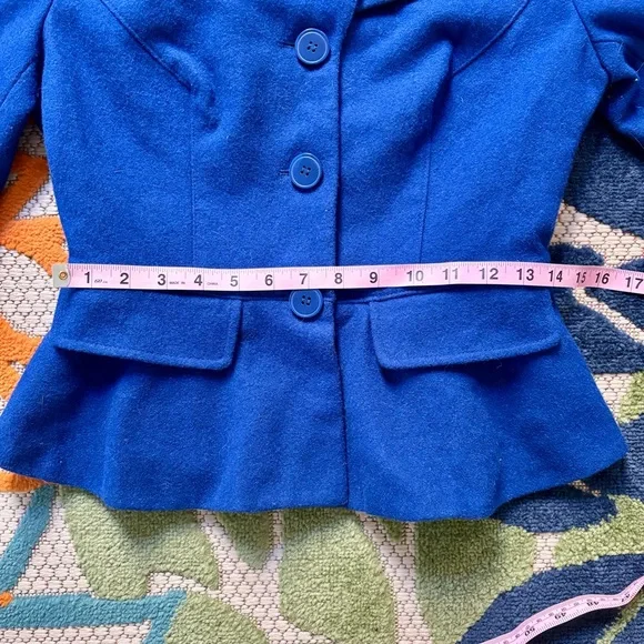 BEBE • Vintage Wool Blend Peplum Jacket in Royal Blue • EUC • Size XS - Picture 5 of 8